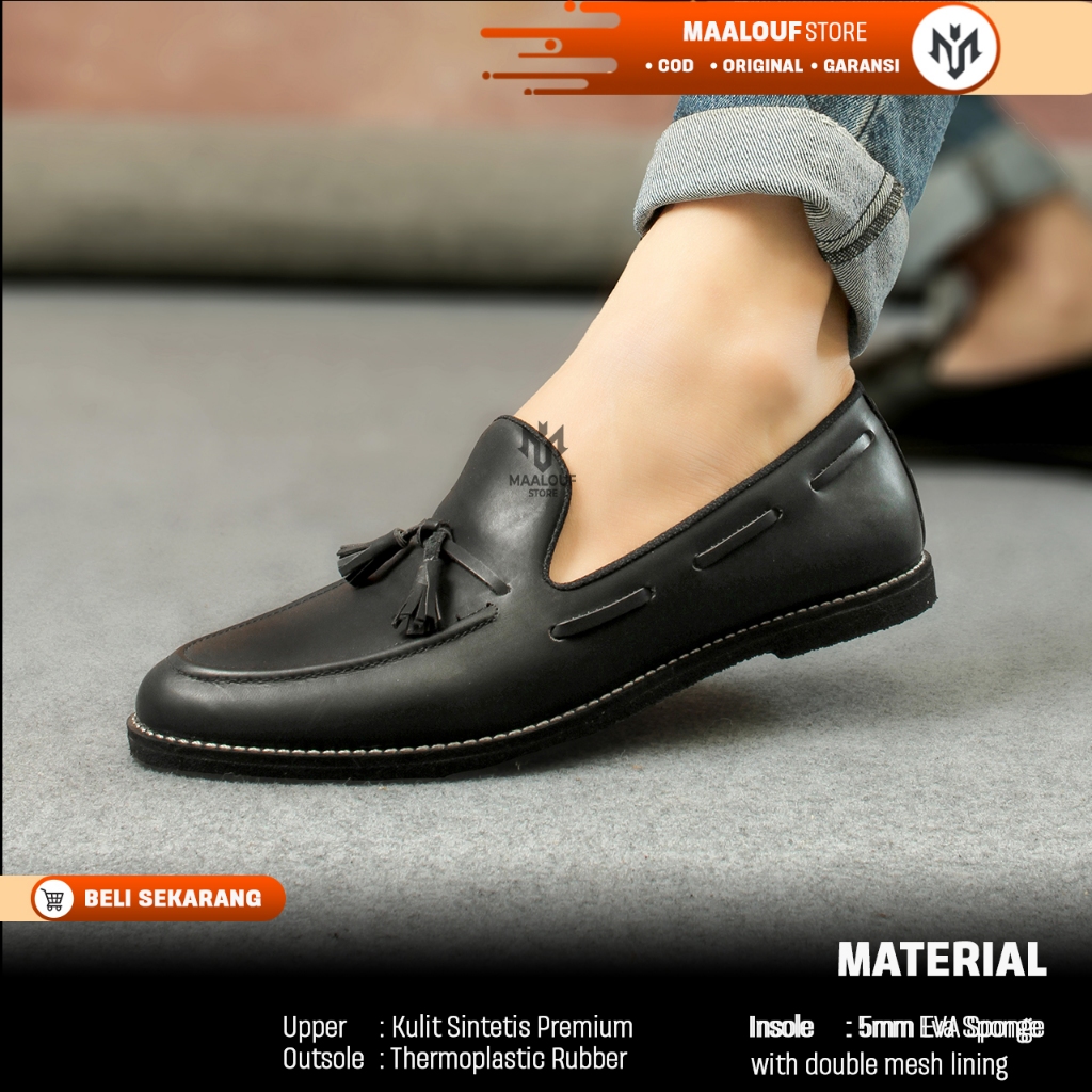 LUCA - Sepatu Pantofel Pria Wanita Bahan Kulit Pulled Up Premium - Sepatu Slip On Ukuran 39 - 43 War