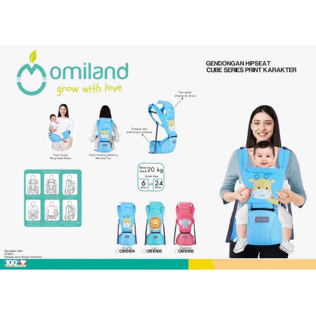 OMILAND HIPSEAT PRINT CUBE SERIES KARAKTER - GENDONGAN BAYI DEPAN HIPSEAT OMILAND OB15104 OB15105 OB