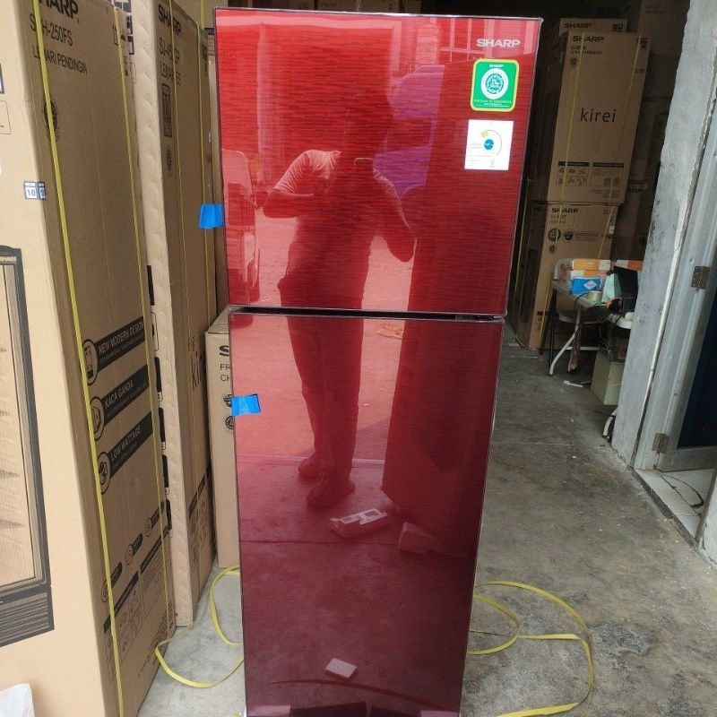 Kulkas SHARP 2 PINTU  SJ-326XG MODEL KACA/ JUMBO