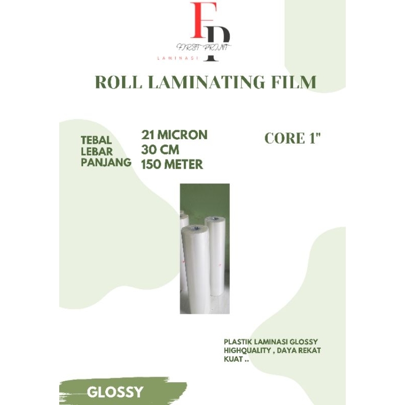 

30 CM 150 METER PLASTIK LAMINASI GLOSSY BOPP THERMAL | ROLL LAMINATING FILM