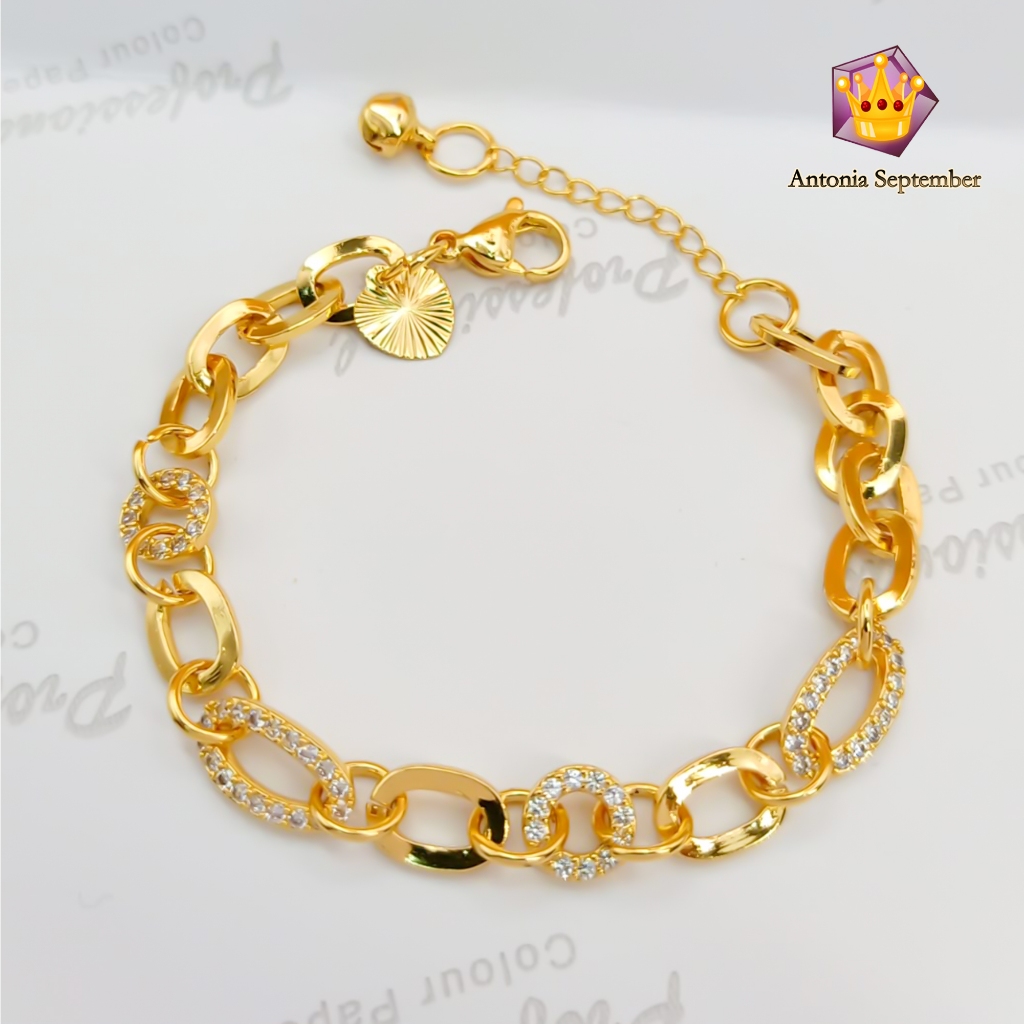 Gelang Xuping Nuri Permata Besar Elegant Xuping Mewah Lapis Emas 24K