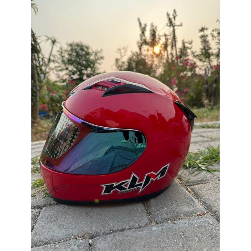helm fullface KLM solid kaca smoke /pelangi