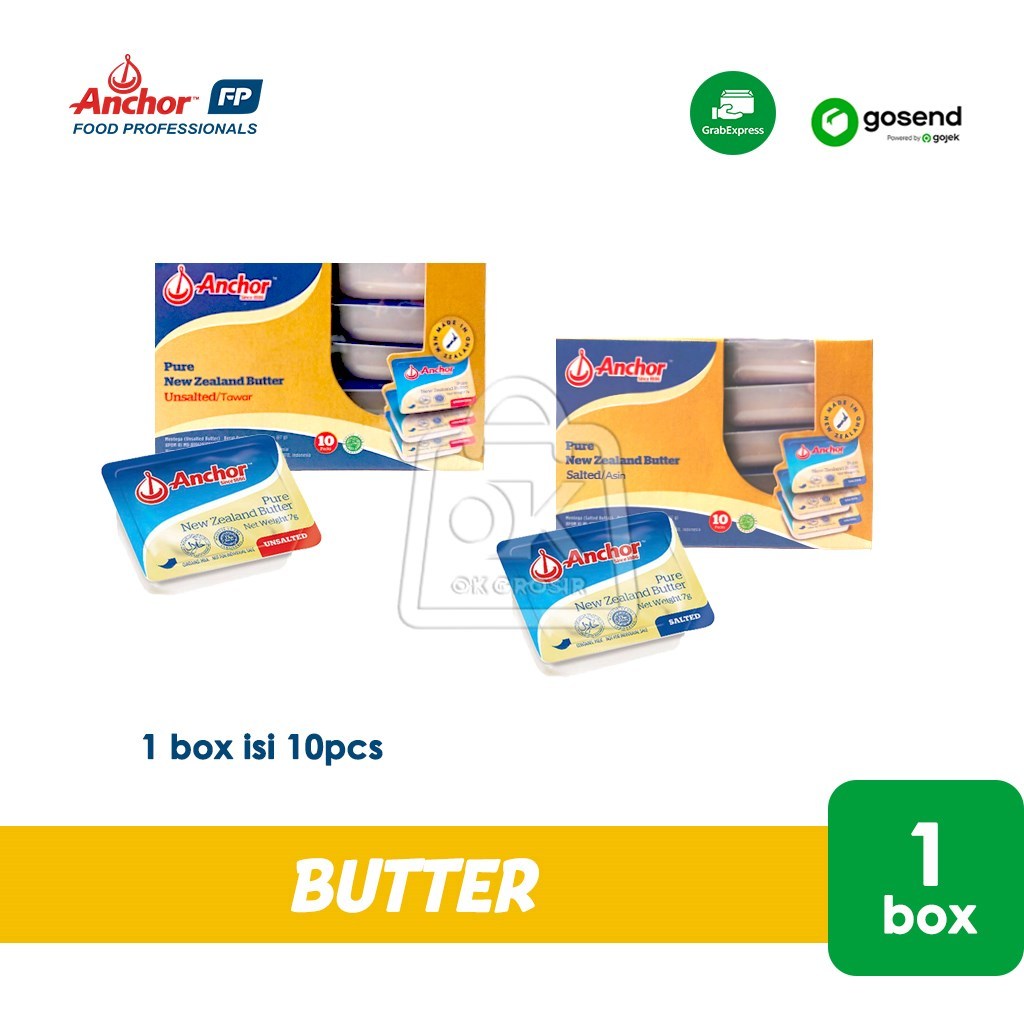 

Anchor Butter Unsalted / Salted 7 gr x 10 pcs (1 Box ASLI) KHUSUS INSTANT