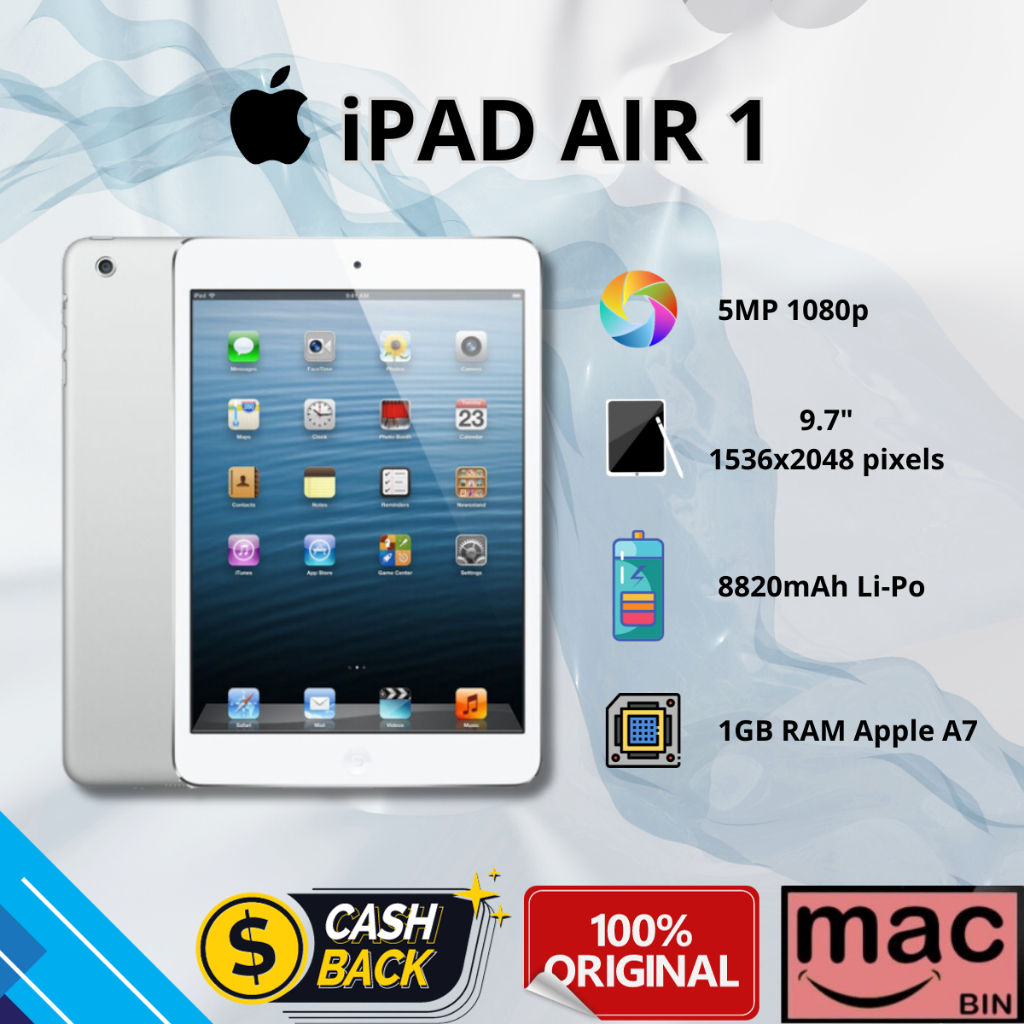 iPad Air 1 Wifi Cellular 128GB 64GB 32GB 16GB Second Original Resmi