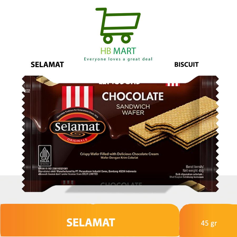 

BISKUIT WAFER SANDWICH COKLAT SELAMAT CHOCOLATE 45GR