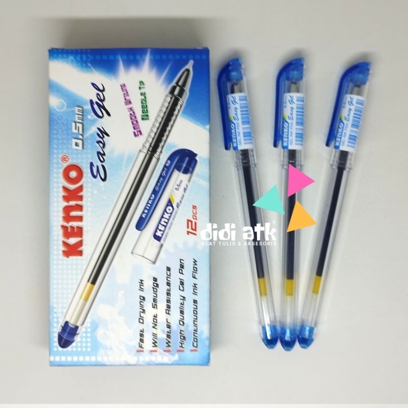 

Pulpen Kenko Easy Gel 0.5mm Warna Biru 1 Pak isi 12 Pcs