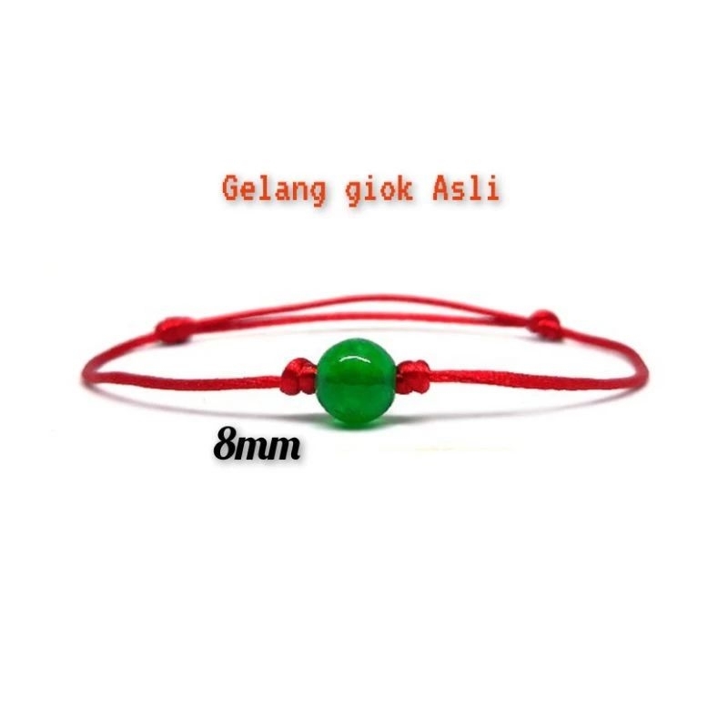 GELANG BATU GIOK ASLI TALI MERAH HITAM SINGLE CEWEK COWOK