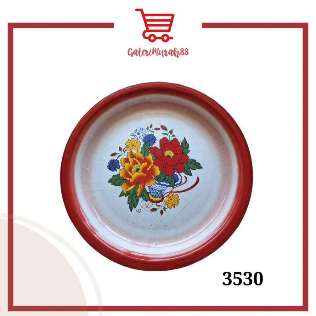 Nampan Bulat Enamel GSF 3545/ GSF 3530 /  Nampan Seng Jadul / Baki Enamel Bunga