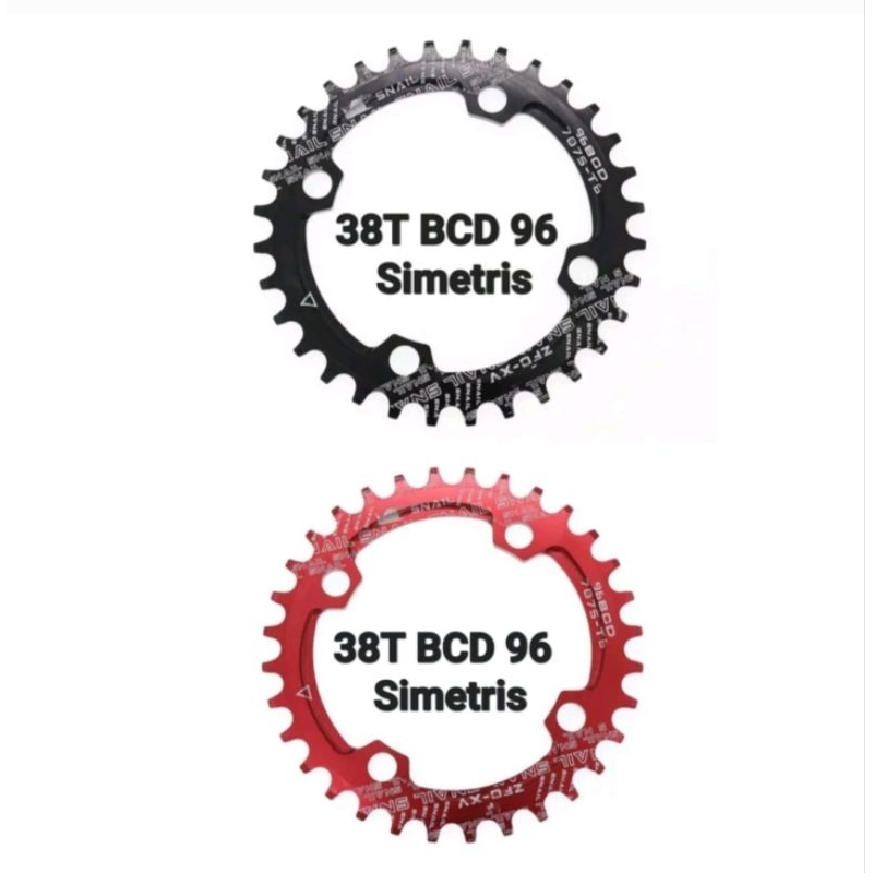 Snail Chainring 38T BCD 96 Simetris Narrow Wide Chain ring Single Arm Crank Sepeda