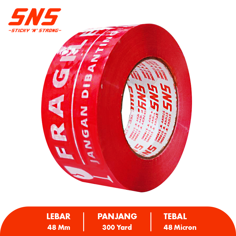 

LAKBAN FRAGILE MERAH 300 YARD SNS STICKY N STRONG