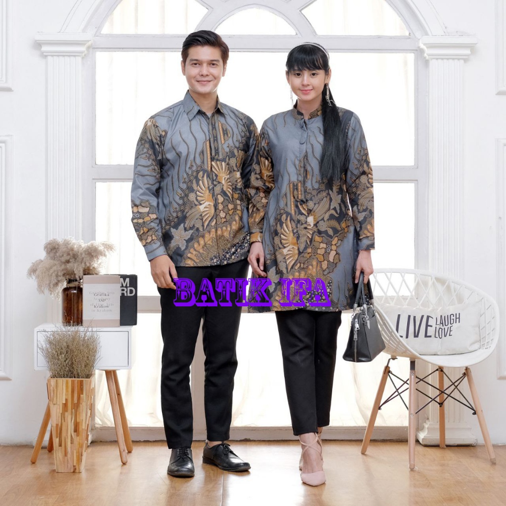 Baju Batik Couple Pasangan - Couple Batik Atasan Kemeja dan Tunik - Batik IFA