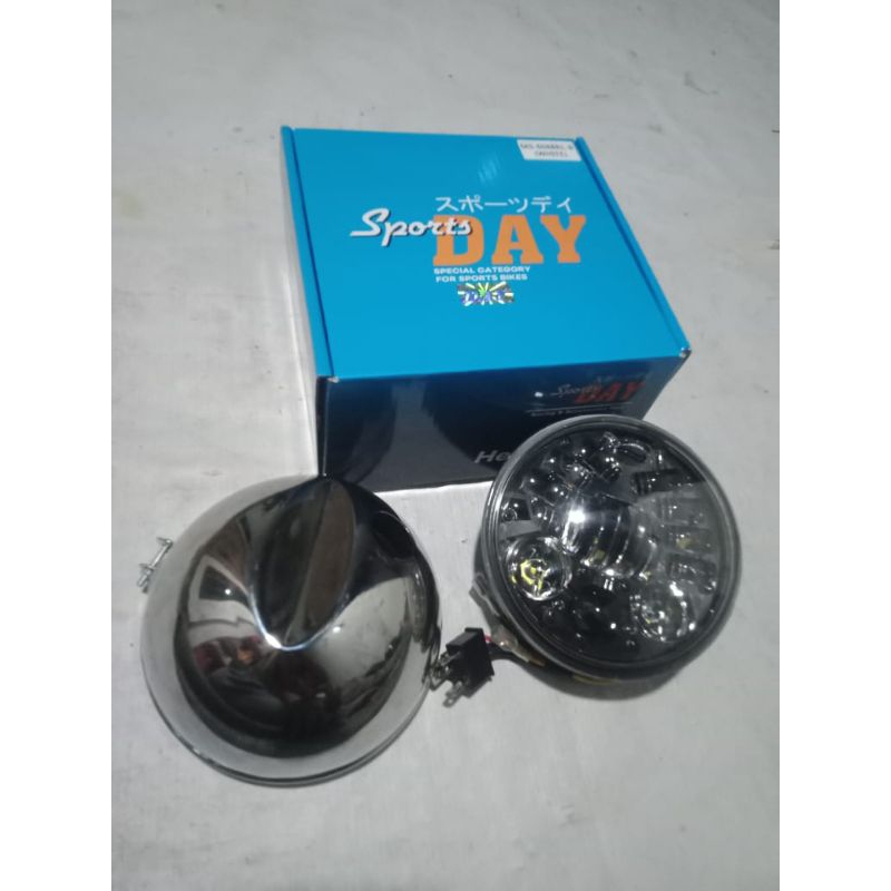 Daymaker 5,75 inch 16 LED set batok L2G chrome lampu kota biru