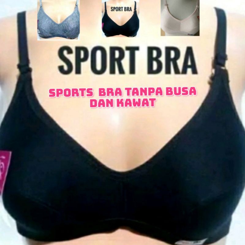 Sports Bra Wanita Dewasa Tanpa Busa Dan Kawat Kain Lembut Size 32 34 36 38 40 42 Jumbo