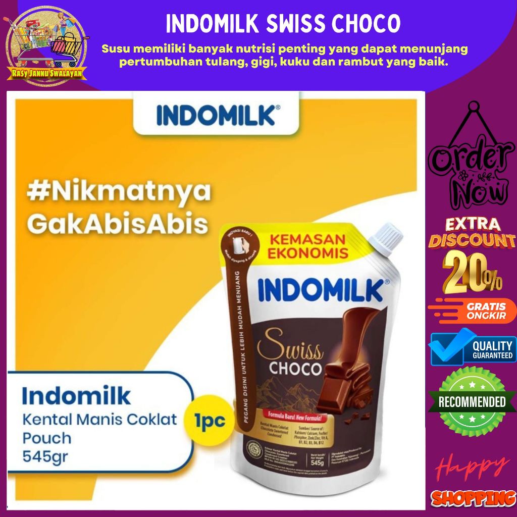 

INDOMILK Krimer Kental Manis Swiss Choco Pouch 545 g