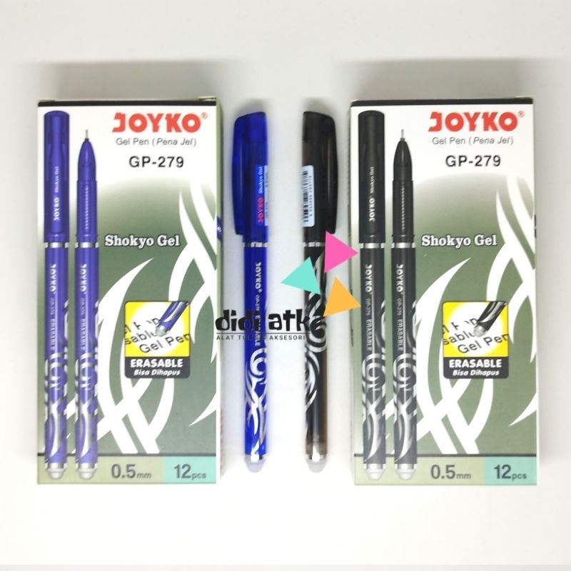 

Pulpen Joyko GP-279 Bisa Di Hapus 0.5mm Warna Hitam & Biru 1 Pak isi 12 Pcs