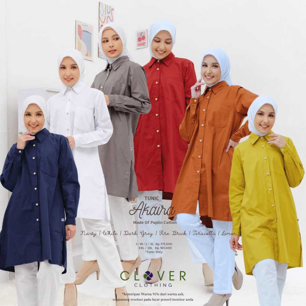 AKAIRA TUNIK BY CLOVER / KEMEJA PANJANG / TUNIK POLOS / TUNIK KATUN
