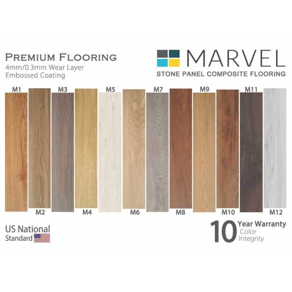 Lantai vinyl / SPC Parquet vinyl Motif Kayu SPC Lantai SPC Flooring Tebal 4 mm Tanpa Lem