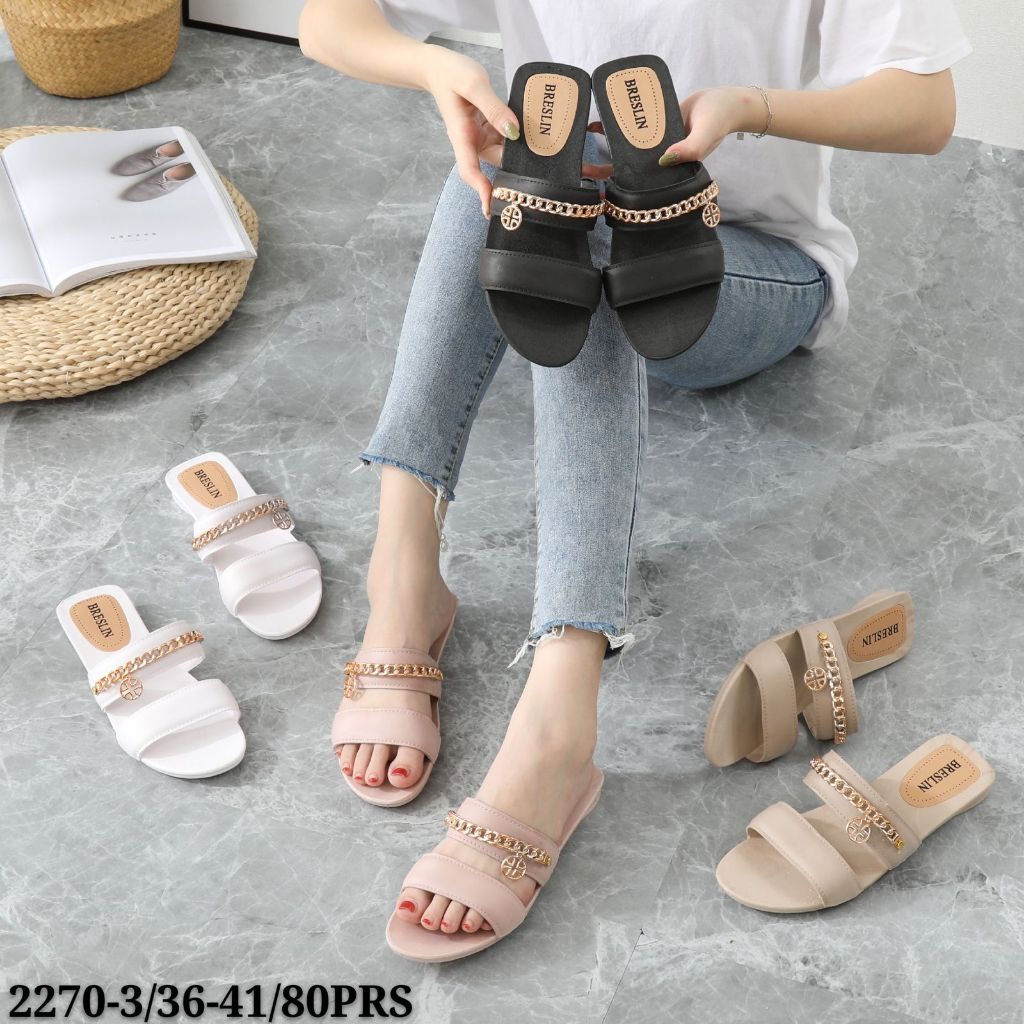 SANDAL SLOP WANITA BAN 2 RANTAI - 2270