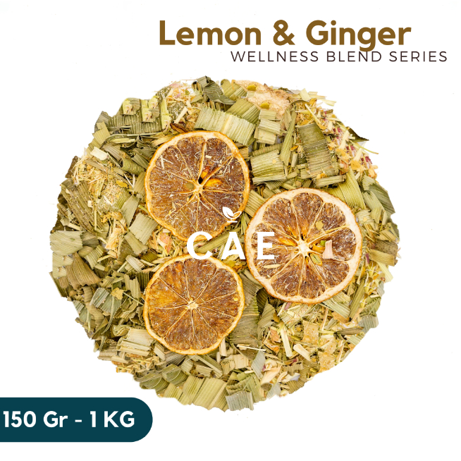 

LEMON & GINGER | Herbal Tea Blend Lemongrass Kaffir Lime Pandan Lemon Jahe Premium 150 Gram - 1 KG