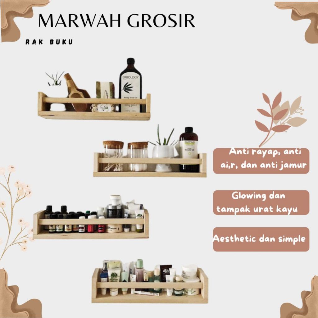 Terlaris Rak Kosmetik Dinding / Rak Bumbu Dinding / Rak Kosmetik kayu