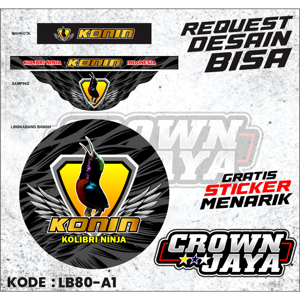 Decal Sangkar Lovrebird Kolibi Variasi Hologram - Stiker Tebok Lovebird Bulat Motif Kolibri Ninja Va