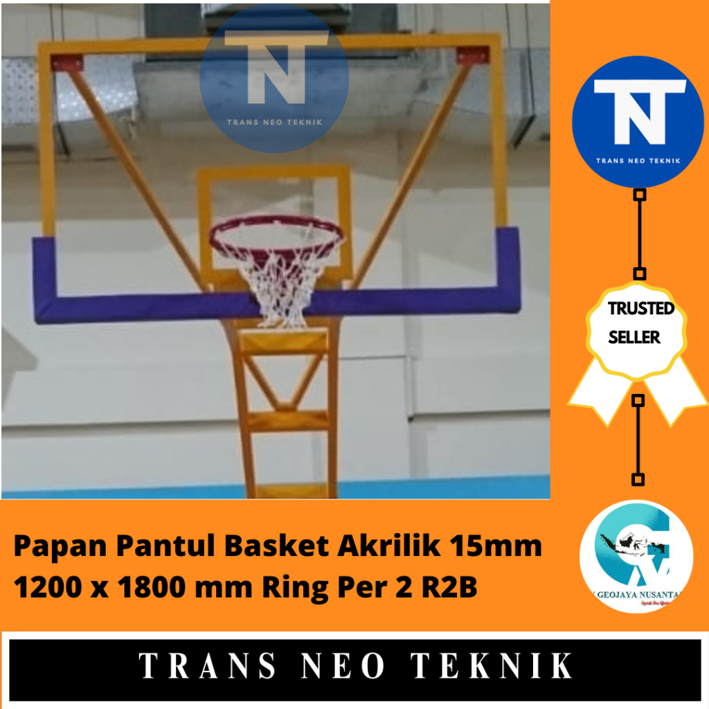 Papan Pantul Basket Akrilik 15mm 1200 x 1800 mm Ring Per 2 R2B