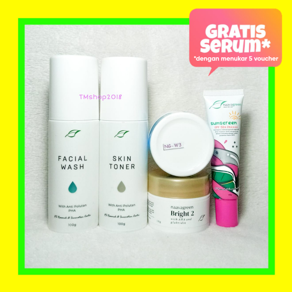 Naavagreen Paket Flek 1 (fw,toner,suntube, bright2,w3) by dr Fredi Setyawan Original Skincare