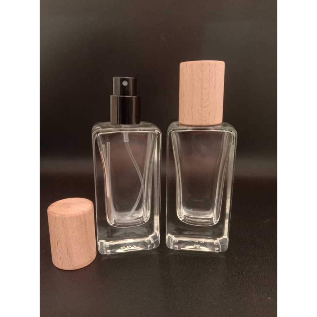 Botol parfum V32652 30ml easypump hitam tutup kayu per pcs