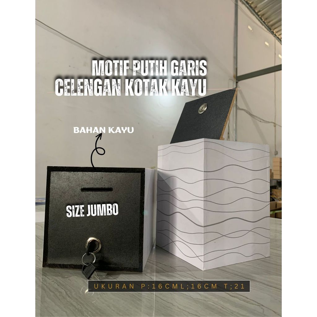 Celengan Target Jumbo Kunci Termurah Gembok Besar Tabungan Bahan Kayu Unik