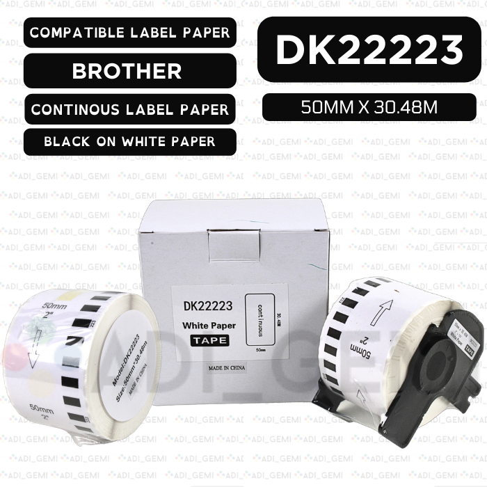 

COMPATIBLE LABEL PAPER BROTHER DK-22223 - 50MM X 30.48M - QL-500 QL-820NWB QL-1050 QL-1100