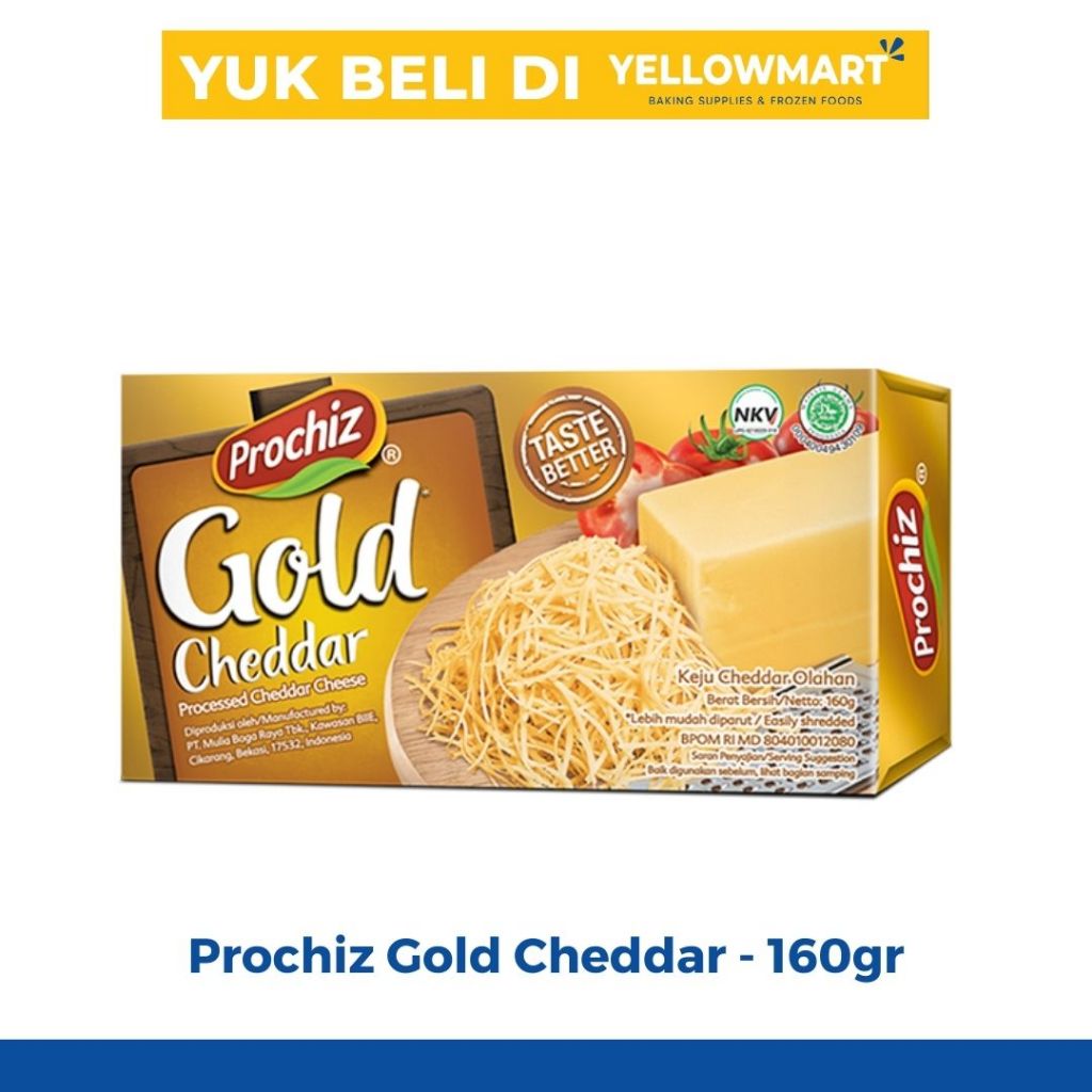 

PROCHIZ - Gold Cheddar Keju Cheddar Olahan 160gr Keju Parut Balok