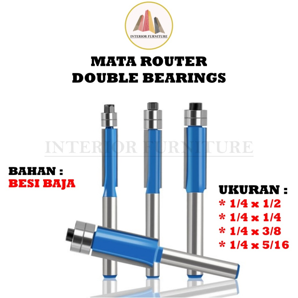 Mata Router HPL Trimmer Profil Kayu Double Bearring  HPL Kayu Potong