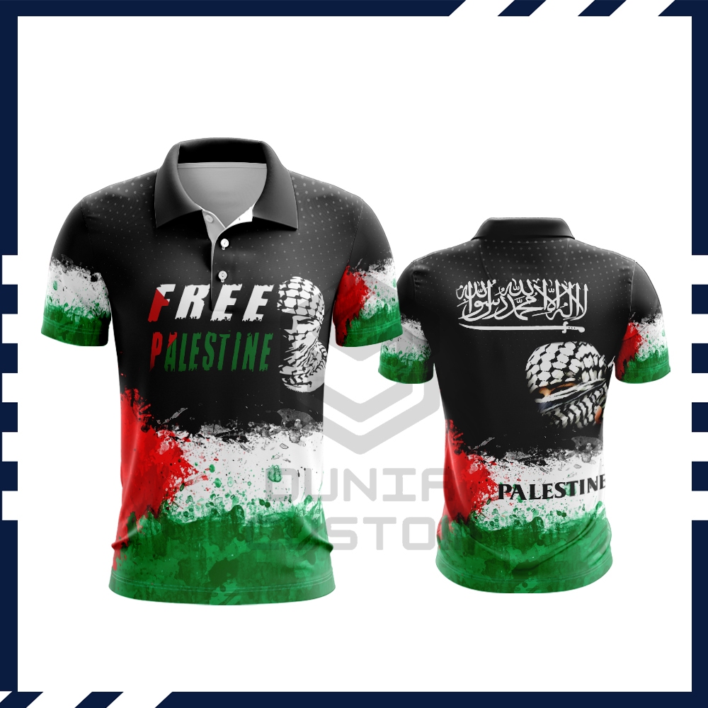 Kaos Polo Save Palestina / Baju Kaos Jersey Free Palestine Lengan Panjang Fullprint / Kaos Palestina