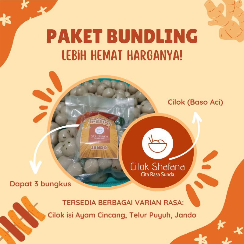 

Paket Bundling 3 Bungkus Cilok Shafana Baso Aci Isi Jando (Gajih Sapi)