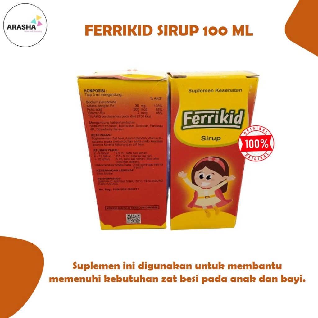 FERRIKID SIRUP 100 ML - VITAMIN ZAT BESI ANAK DAN BAYI - SUPLEMEN KESEHATAN