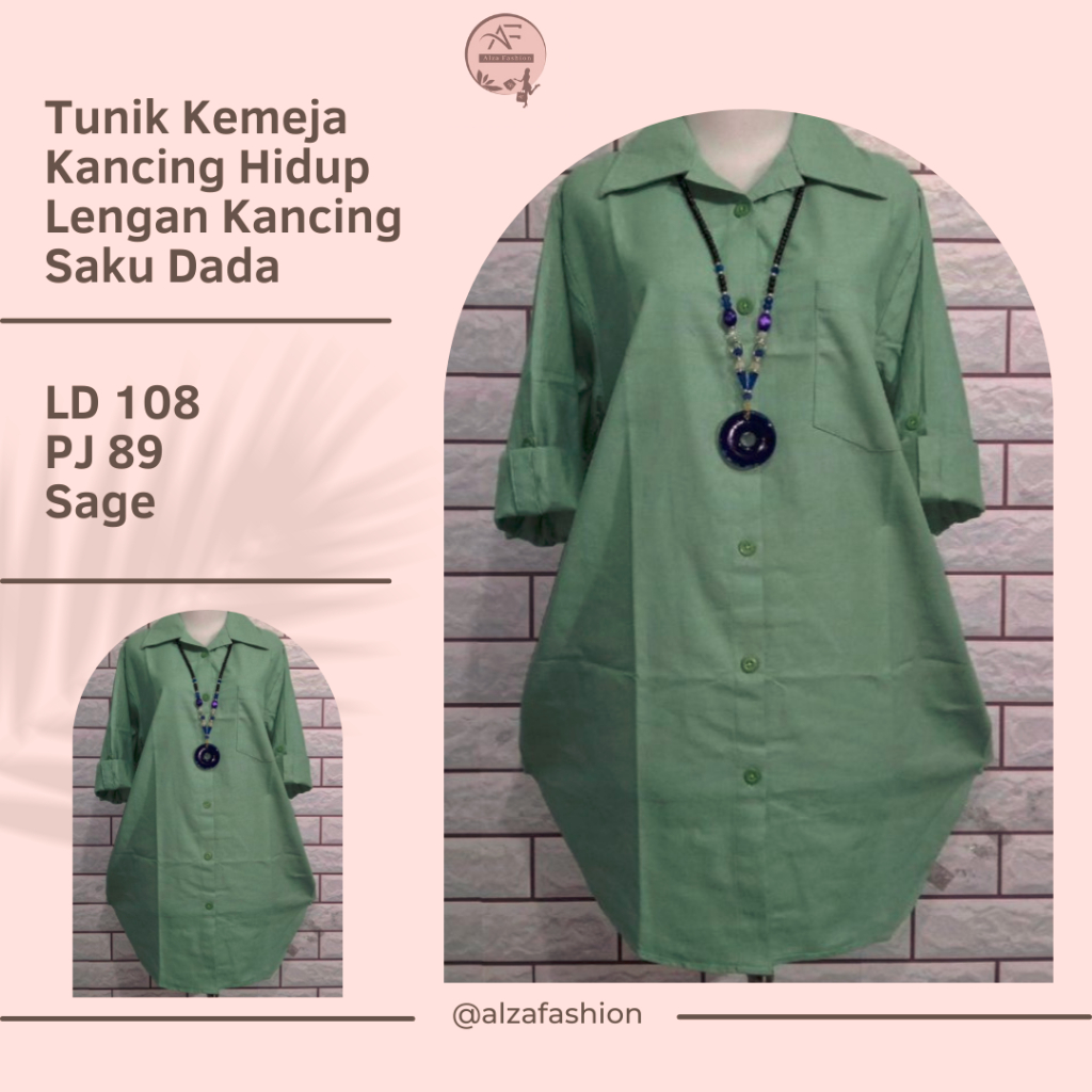 Atasan Kemeja Tunik Wanita Tunik Polos Katun LD 108