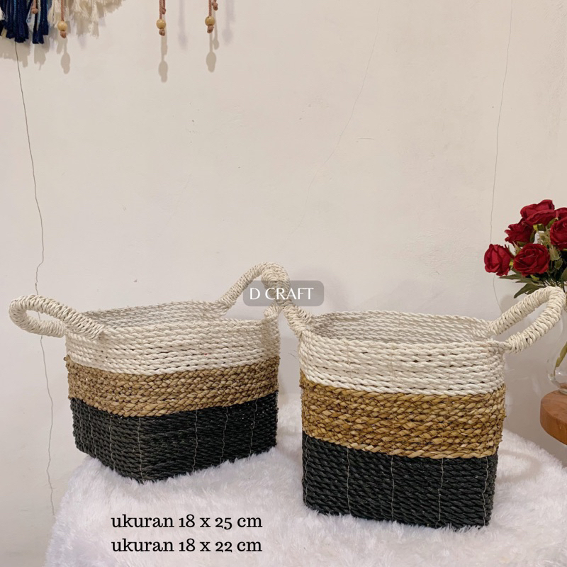 Keranjang Anyaman Keranjang Parcel Cover Pot Besar Cover Pot Tanaman Keranjang Pot Keranjang Handle