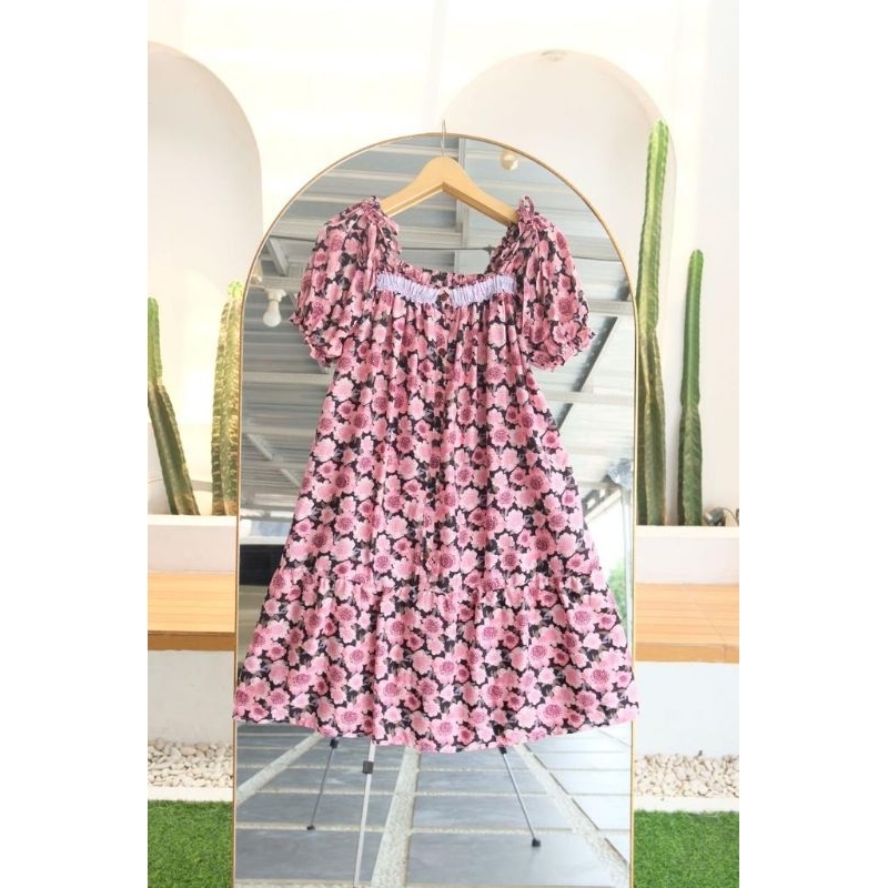 CHERRY DRESS | Daster Kancing Tali Serut Pundak | Busui Friendly