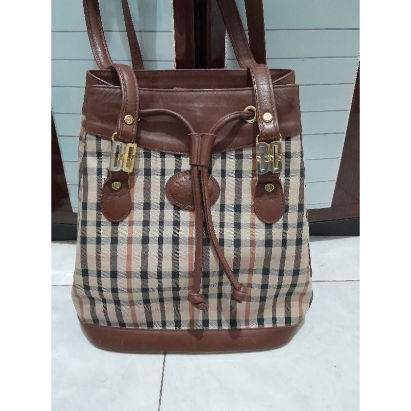 slingbag DAKS branded original vintage kulit asli mix kanvas lengkap nomor seri monza bag preloved