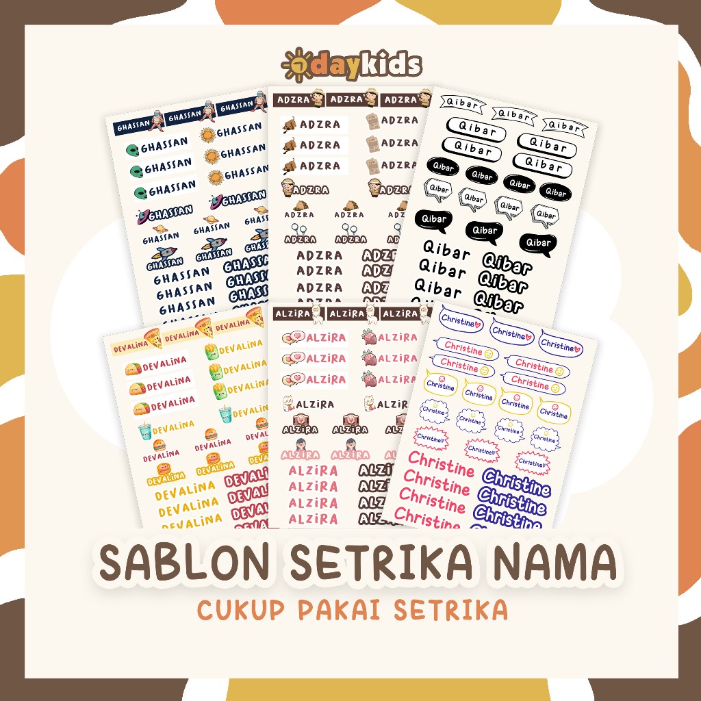 SABLON SETRIKA NAMA SABLON STICKER BAJU SABLON CUSTOM NAMA