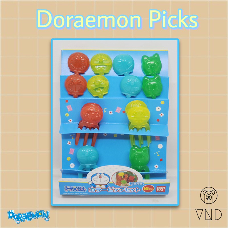 Rare Doraemon Transparent Bento Picks/ Colorful Doraemon Picks ORI Japan