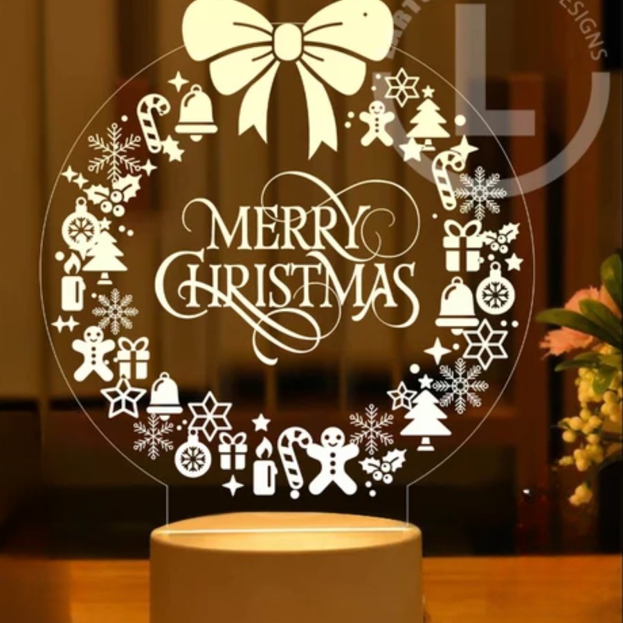 Lampu Tidur Natal LED Akrilik Lampu Hias Dekorasi Hadiah Hampers Ornamen