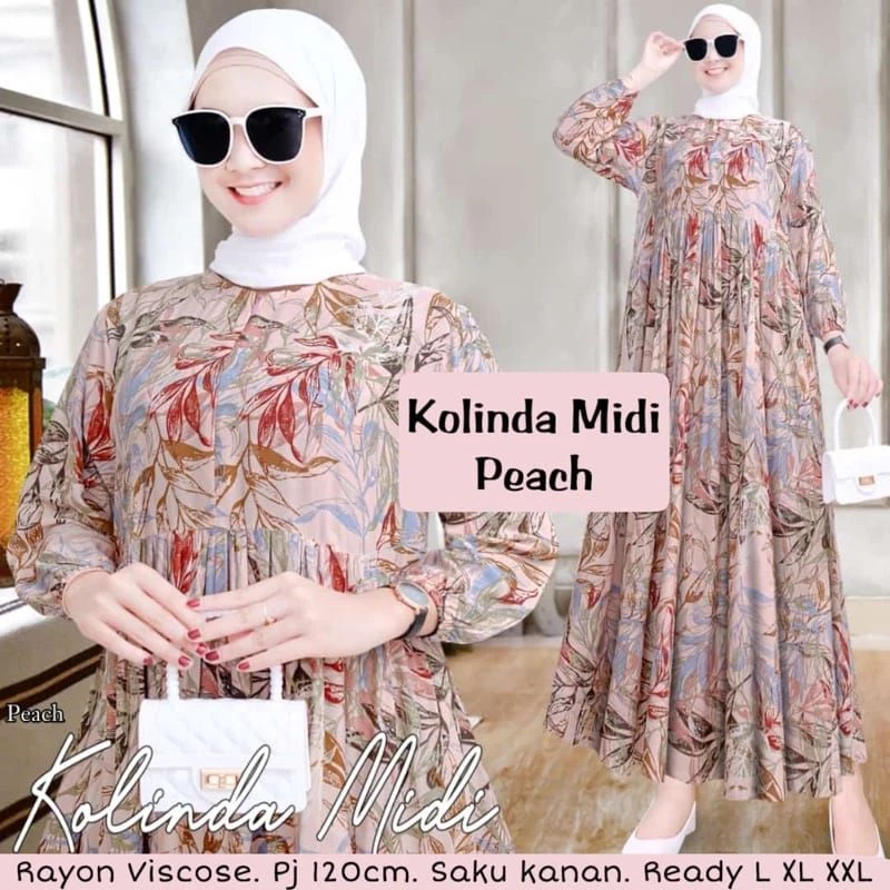 kolinda midi dress motif bunga | dress wanita busui tali dress midi jumbo