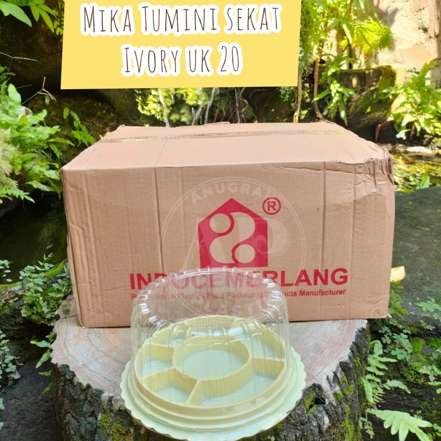 Mika Tumini sekat 7 uk 20 Ivory / Coklat /mika Tumpeng mini PER KARTON