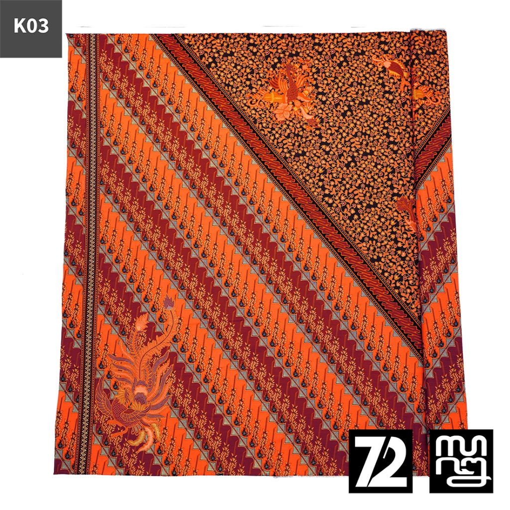 KAIN BATIK PREMIUM Bahan Katun Motif Parang Warna Orange 721300 Cap 72 Jarik Jarit Samping Kebat Pan