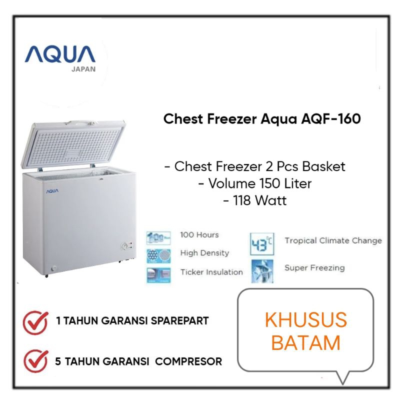 AQUA FREEZER BOX AQF-160 ( W ) CHEST FREEZER 150L GARANSI RESMI