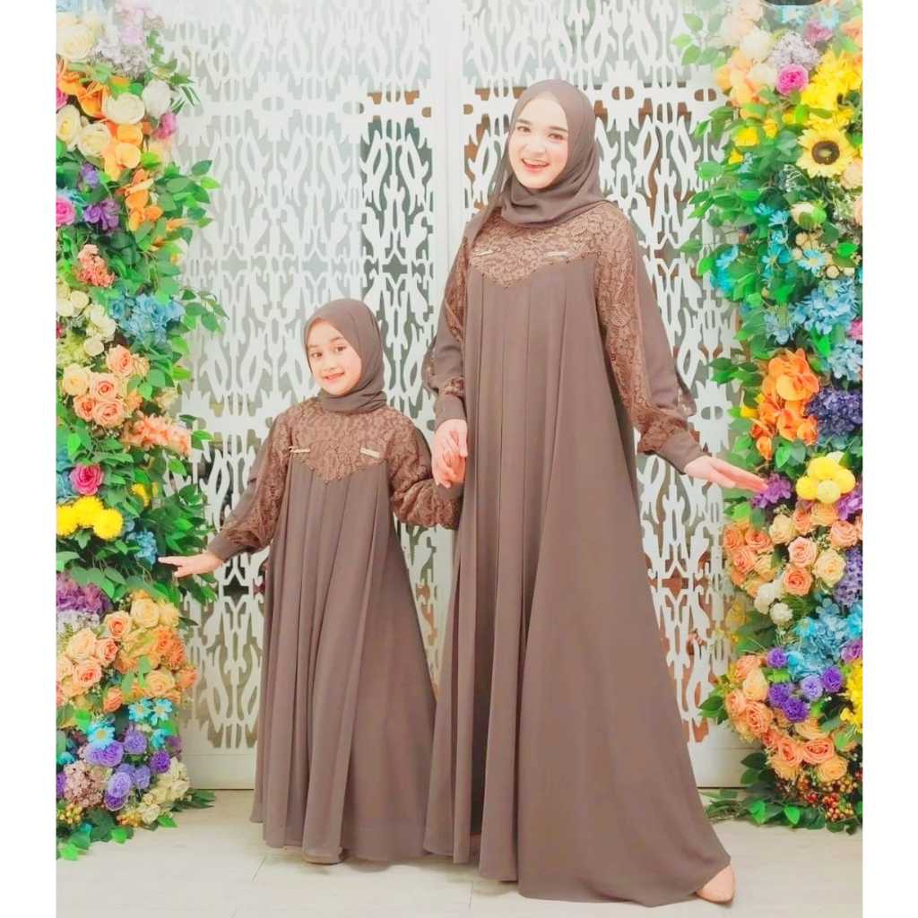 Gamis Couple Kondangan Ariana Dress Gamis set khimar pashmina Gamis Ceruty Gamis couple ibu anak perempuan terbaru 2023 sarimbit couple  gamis sarimbit gamis green sage gamis brukat dress brukat gamis brukat kondangan