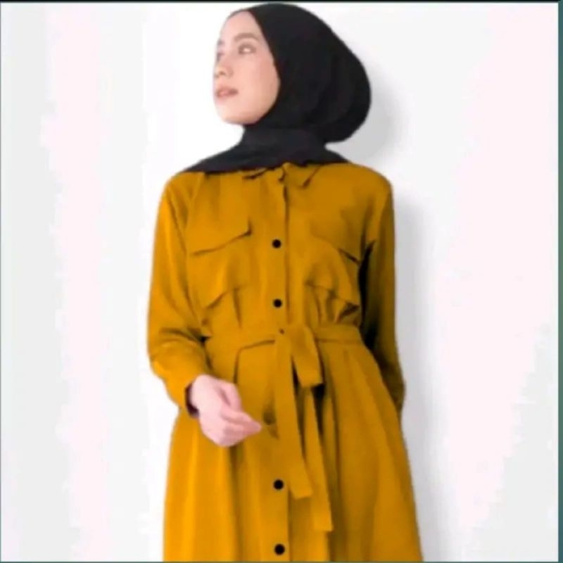 Baju Long Dres Kemeja Tunik Wanita Muslim Jumbo Polos Terbaru