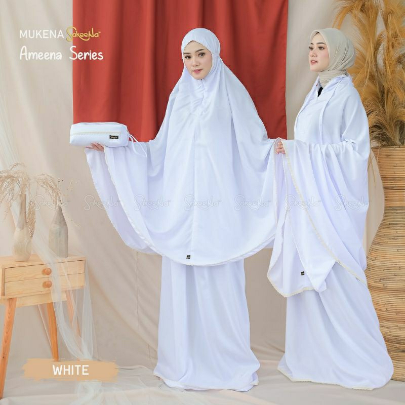Mukena SakeeNa Dewasa Series Putih/Mukena Bali Rayon Jumbo Premium/ Mukena Parasut Zahra Premium Jum