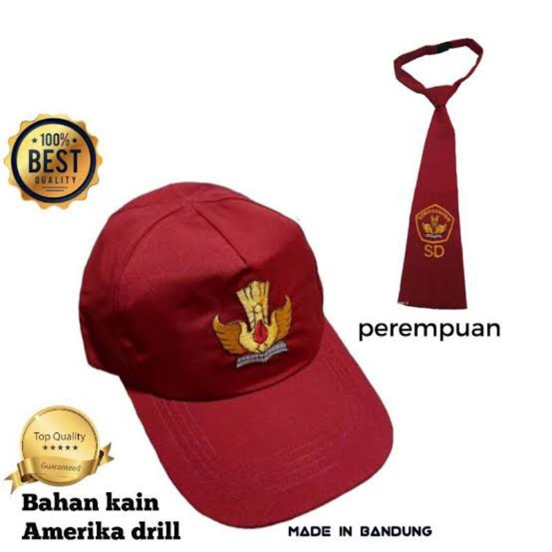 TOPI SD PUTRA PUTRI+DASI //topi SD putra putri + dasi paket grosir